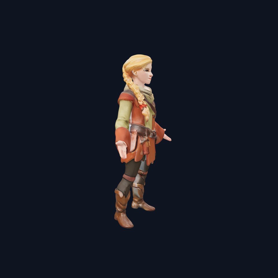 Medieval Adventurer Female Character Rigged and Animated